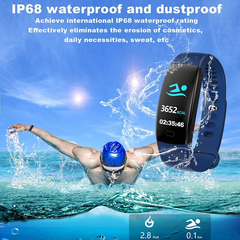 

F64HR fitness Bracelet IP68 Waterproof Smart Band Activity Tracker Blood Pressure GPS Watch Oxygen Monitor Heart Rate Monitor