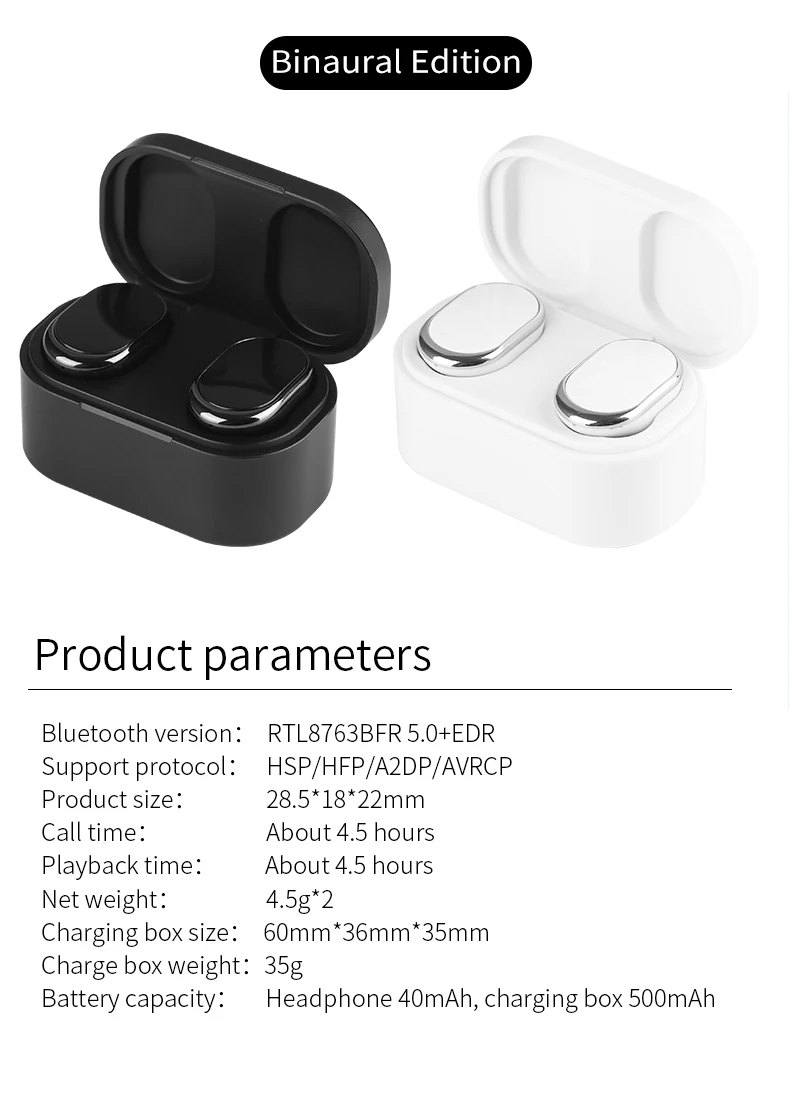 RIKYA K9 наушники Bluetooth 5,0 Earpods игровая гарнитура Bluetooth гарнитура Беспроводной мини для телефона с зарядки отделение