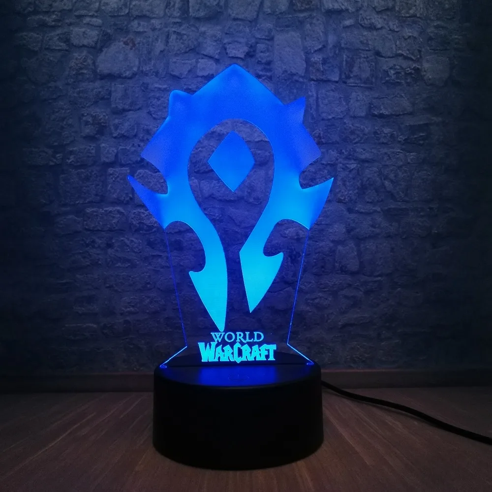 Новый 3D лампа игры WOW World of Warcraft Племенной знаки 7 Цвет изменить Стол СВЕТОДИОДНЫЙ