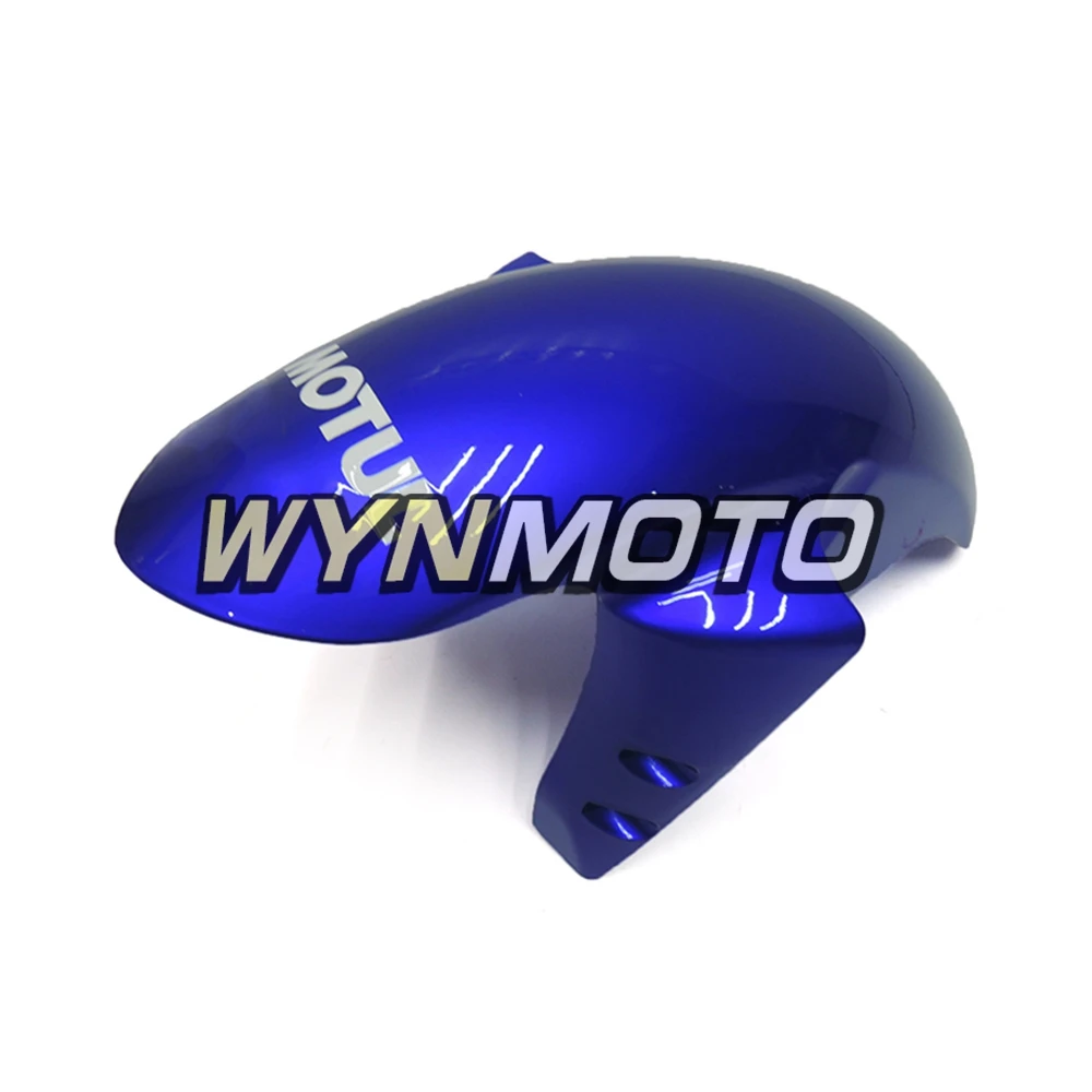 Комплект пластиковых инжекционных боковых панелей для мотоцикла Yamaha YZF R1 года выпуска 2007-2008, глянцево-голубого цвета с перламутрово-белыми вставками.