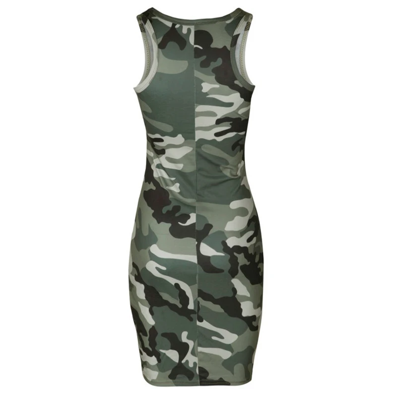 Камуфляжное летнее женское платье повседневное сексуальное в стиле бохо с