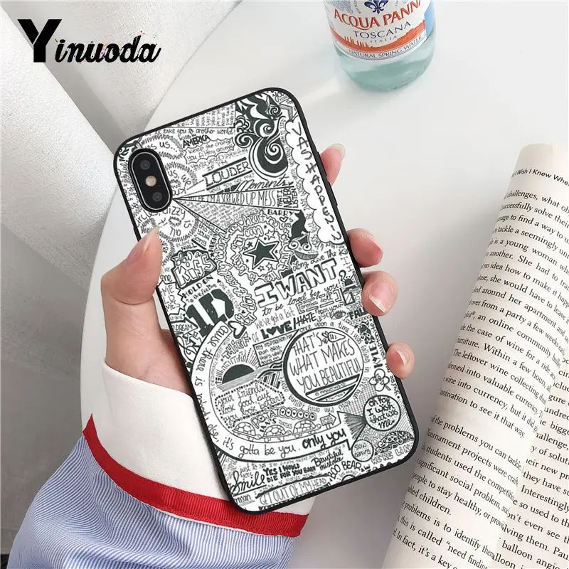 Yinuoda 1D one Diretion черный мягкий чехол для телефона из ТПУ iPhone 8 7 6 6S Plus 5 5S SE XR X XS MAX Coque Shell