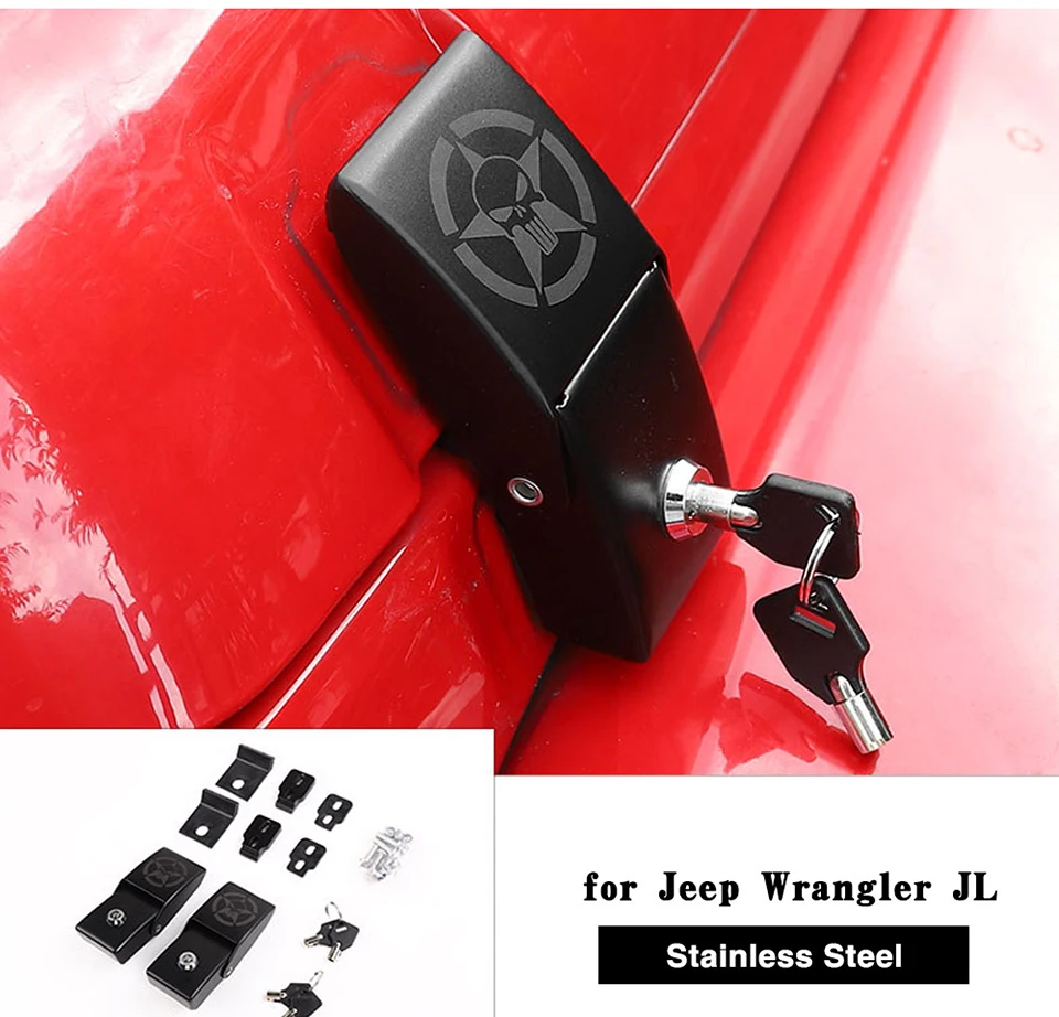 SHINEKA Автомобильный Замок двигателя крышка для Jeep Wrangler JL+ Автомобильный Замок капот защелка с ключом набор для Jeep Wrangler JL аксессуары