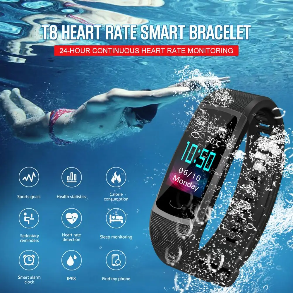 Smart Bracelet Fitness Tracker Heart Rate Blood Sleep Monitoring SmartWatch Waterproof Sport Wristband Wearing Partner | Электроника