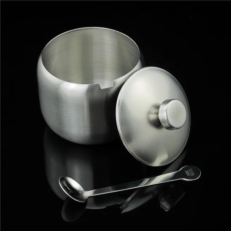 SUS304 нержавеющая сталь 18/8 приправа банка соль горшок cruet сахарная чашка Ложка