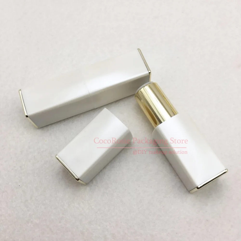 (30 шт./лот) пустой жемчужно белый магнитный тюбик для губной помады квадратные