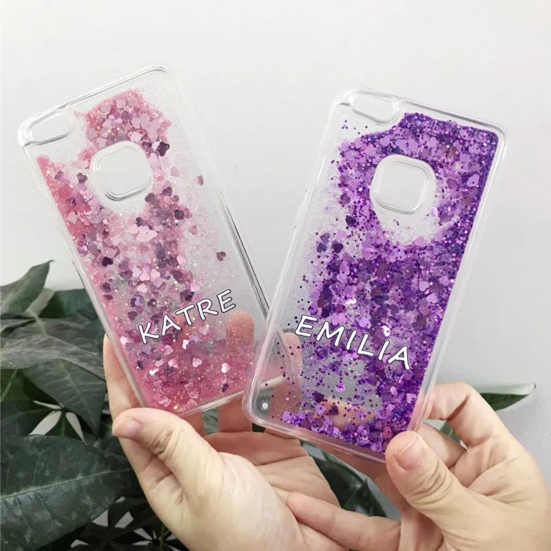 Personalized Custom Phone Case for Huawei P20 Lite P9/P10/P8 cases PLUS Glitter Liquid Quicksand DIY | Мобильные телефоны и