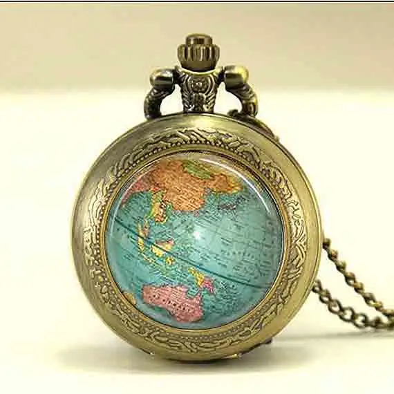 Антикварный Глобус Звездные войны ожерелье Планета Земля Карта мира карманные