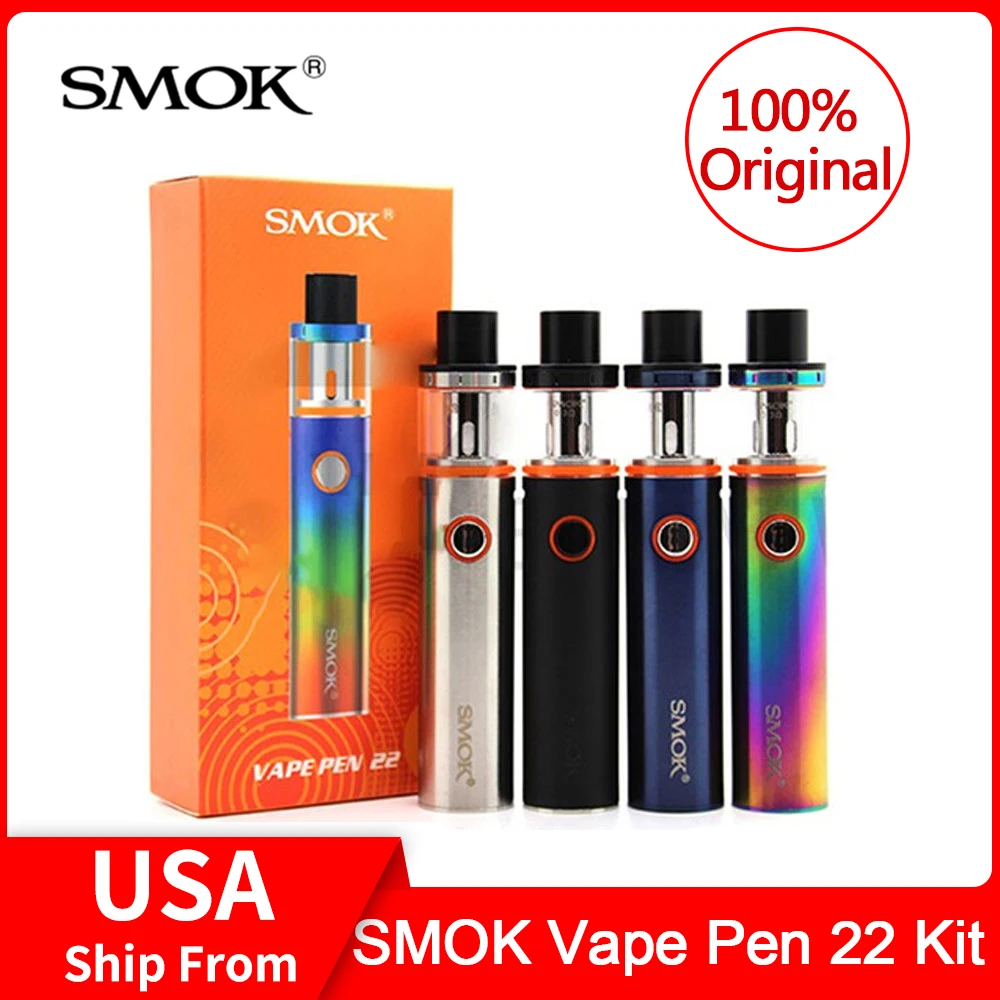 Оригинальный SMOK Vape pen 22 Kit встроенный аккумулятор 1650 мАч + 0.3 Ом/0 15 Ом сетка катушка