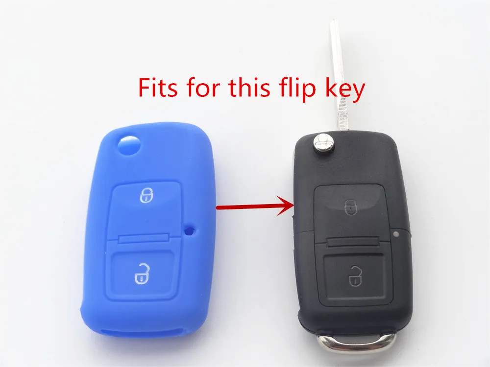 AUTEWODE Silicone Car key Cover for Passat Polo Golf SEAT SKODA Octavia 2 button Auto parts silicone case vw 1pc | Автомобили и