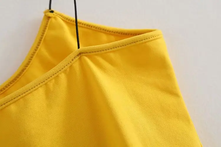 Harajuku Винтаж ins горячий желтый мультфильм вышивка omighty укороченный короткий топ camis YQ-710