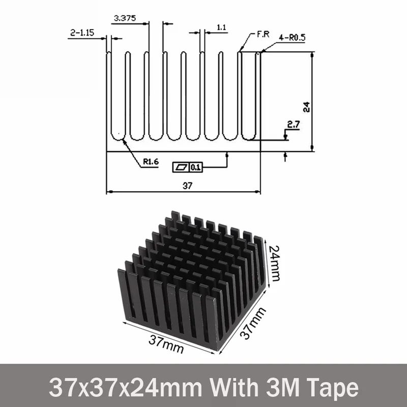 37x37x24mm Black 2 шт. Gdstime кулер аксессуары 40 мм радиатор 40x40x20 мм IC Радиатор алюминиевое охлаждающее ребро вентилятор 28 мм 40 мм 100 мм 150 мм радиаторы - Цвет лезвия: 37x37x24mm Black