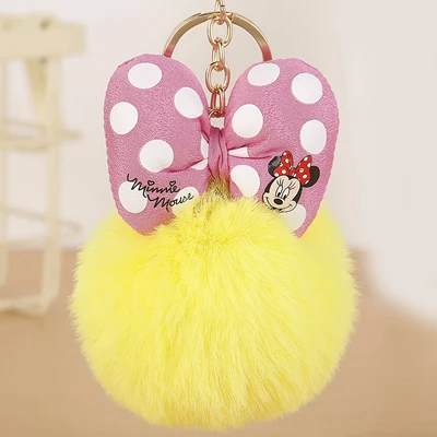 yellow Микки Подушка Porte clef пушистый брелок помпон llavero шарик из меха кролика на сумку брелок для женщин chaviro sleutelhanger EH889 - Цвет: yellow