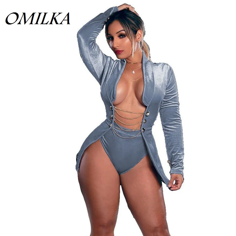 Женский бархатный Кардиган с длинным рукавом OMILKA повседневный серый клубный