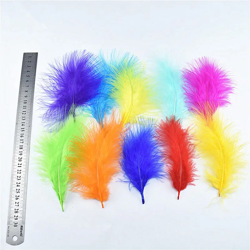 Оптовая продажа 100 шт./лот желтое пушистое перо индейки Марабу 10-16 см куриные