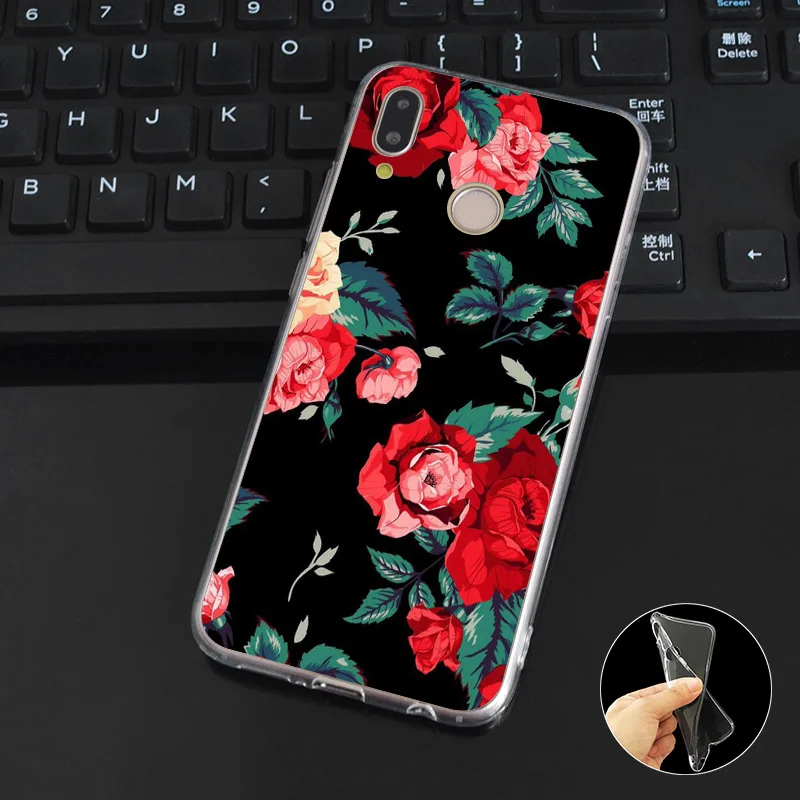 Мягкий силиконовый чехол из ТПУ с цветочным принтом и пионами L222 для Huawei P8 P9 P10 P20