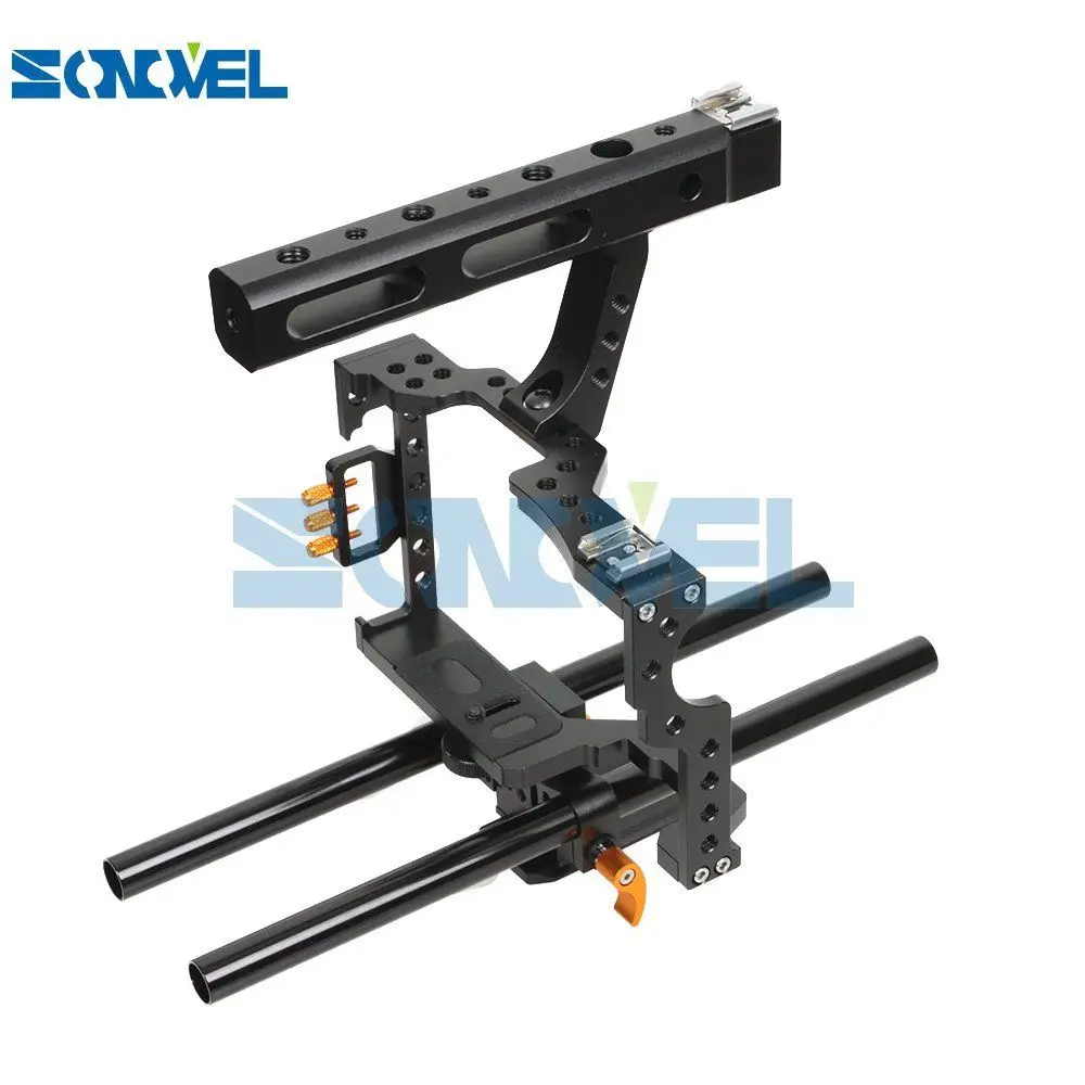 

15mm Rod Rig DSLR Camera Video Cage Kit Stabilizer+Top Handle Grip for Sony A7 II A7R A7S A9 A6100 A6300 A6500 Panasonic GH4 GH3