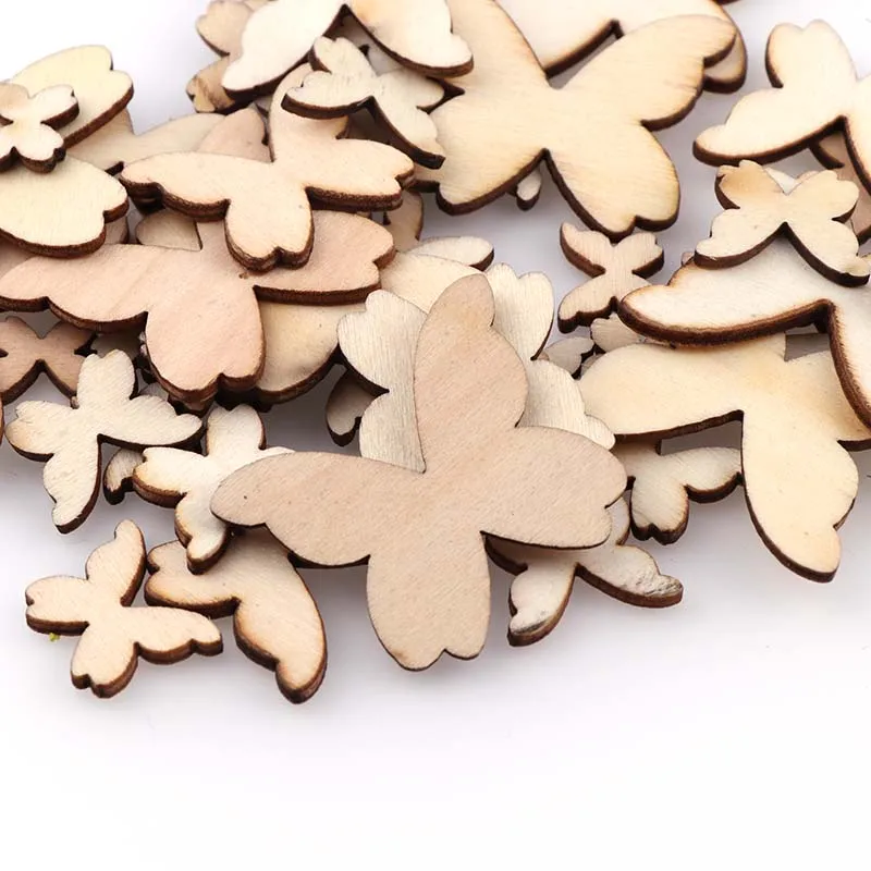 50 шт. смешанные размеры пустые деревянные бабочки вырез МДФ ремесленные