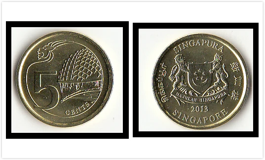 Сингапур 5 cent случайный год UNC оригинальная монета мир Азии коллекционные монеты