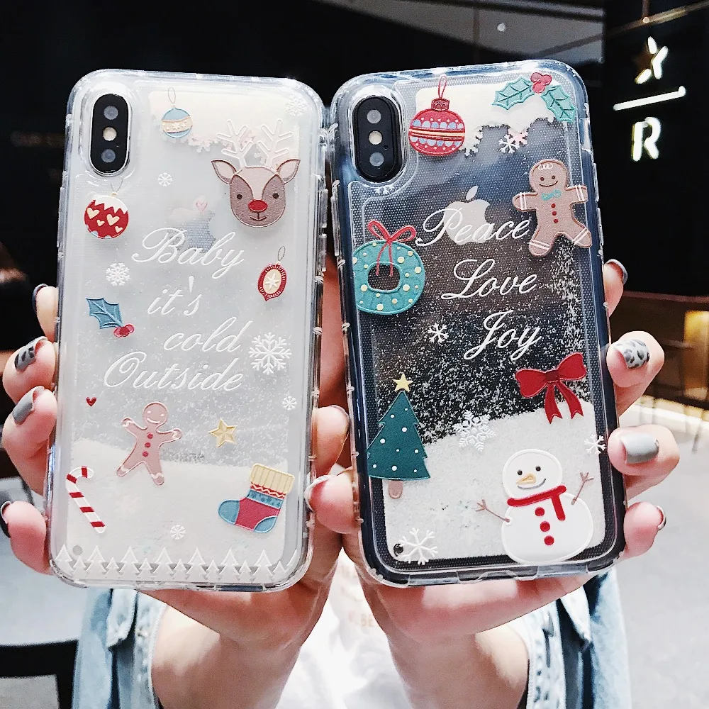 Рождественские Чехлы для iPhone 7 Plus 8 XS Max XR X Силиконовый чехол телефона Edge