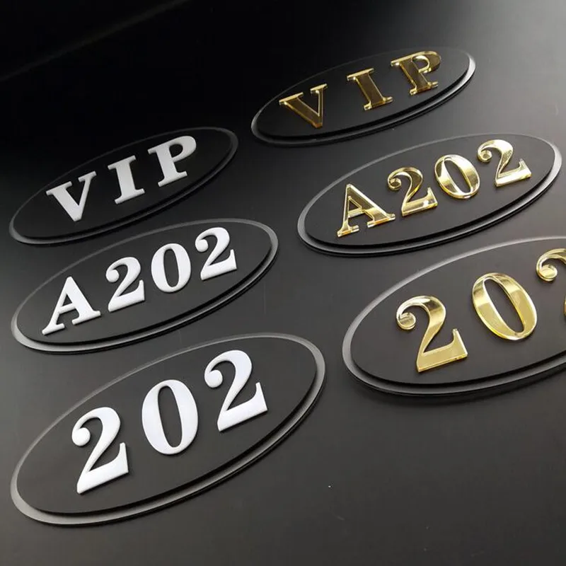 

Высококачественная акриловая пластина для номера двери, индивидуальная наклейка для дома, самоклеющаяся наклейка для гостиничных комнат, ...