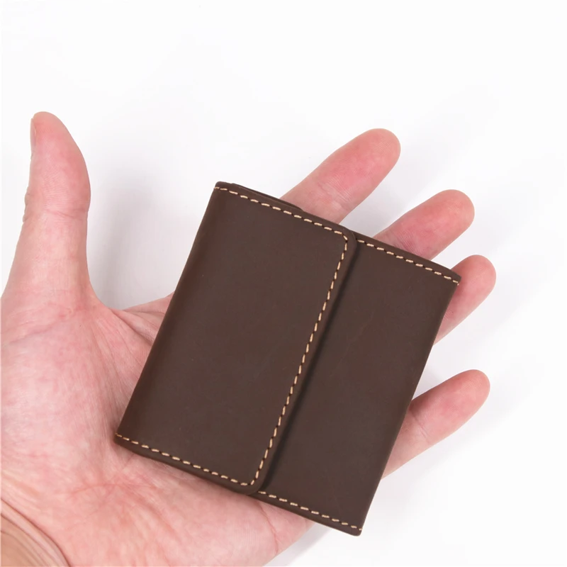 Маленькие кошельки унисекс из натуральной бычьей кожи в стиле ретро мужской