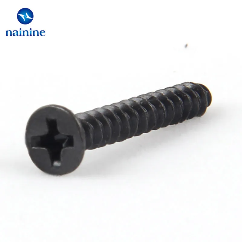 100Pcs M1 M1.2 M1.4 M1.7 M2 M2.3 M2.6 DIN7982 KA Black Self-tapping Screws Countersunk Flat Head Electronic Small SS12 | Обустройство