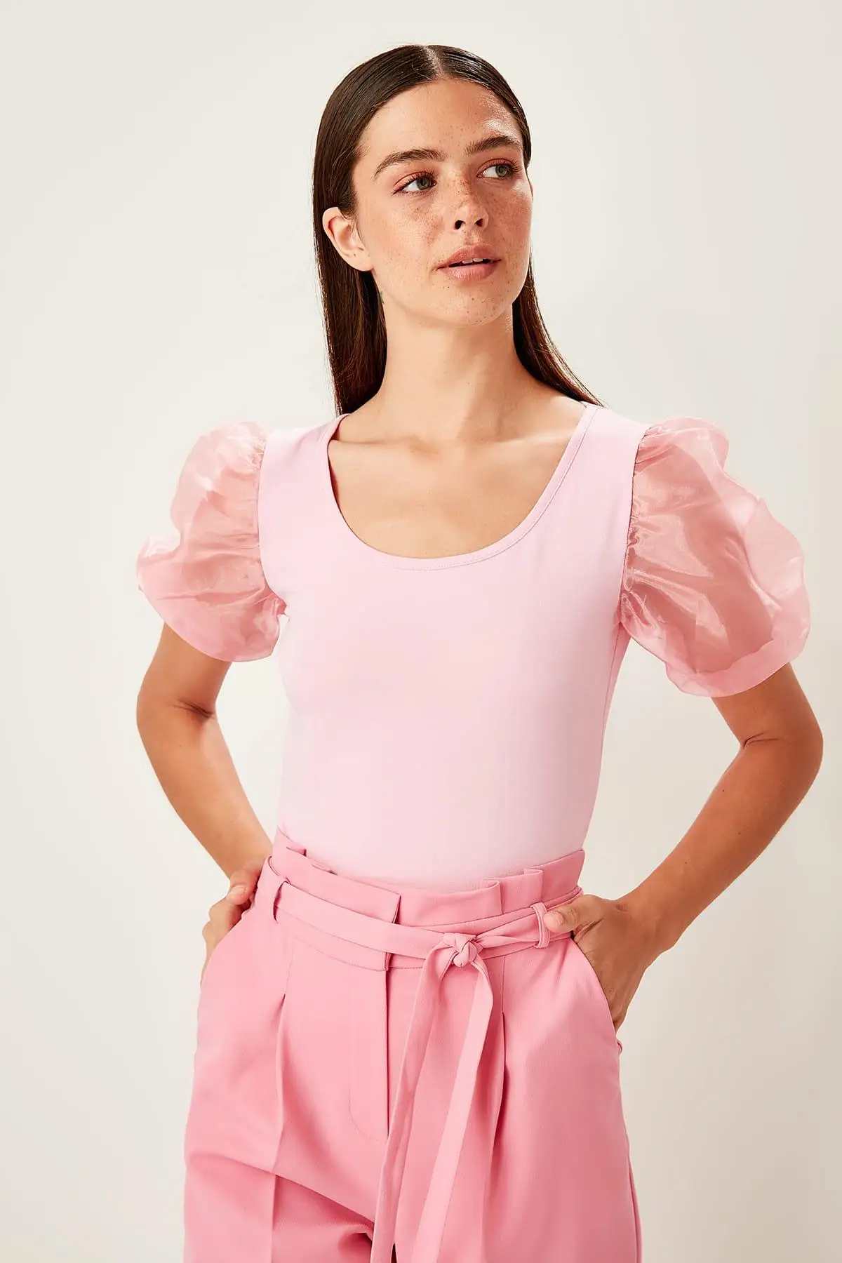 Модная Розовая Трикотажная блузка TWOSS19BZ0023 | Женская одежда