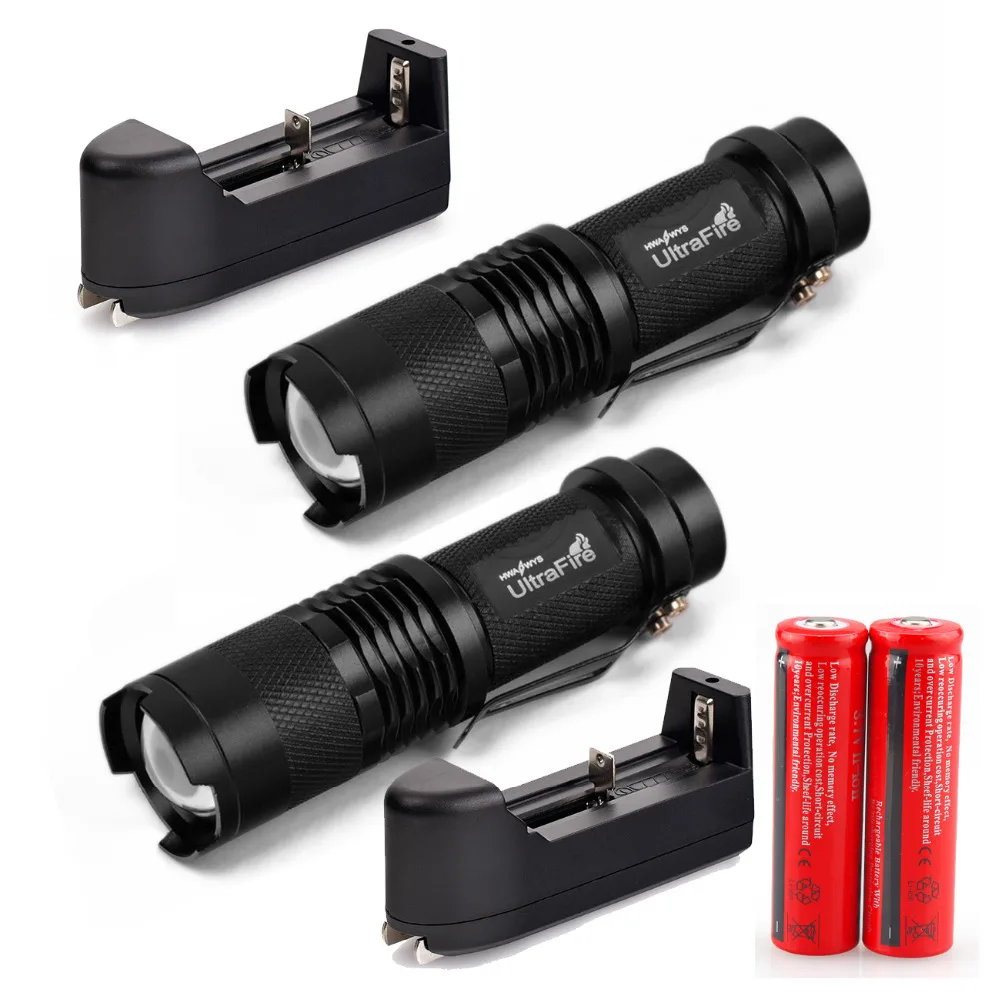 2x Масштабируемые 4000 Люмен CREE XML Q5 LED 18650 Тактический фонарик Фокус Факел Увеличить