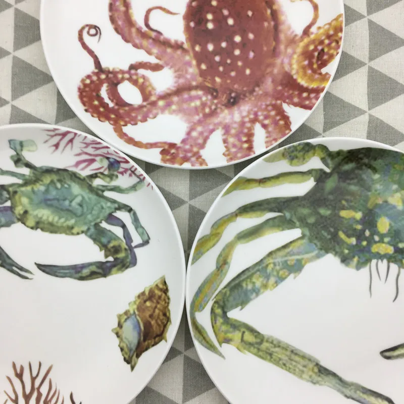 Обеденная тарелка керамическая поднос океанские животные модель блюда Ручная