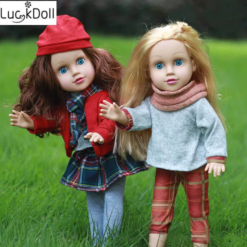 Luckdoll ZWSISU's new blonde/коричневая кукла для волос+ платье костюм-это 45 см настоящая детская игрушка подарок на день рождения для куклы