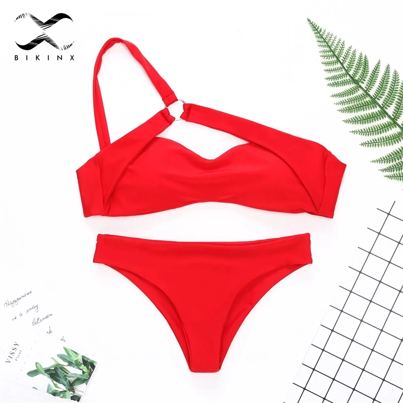 Bikinx экстремальное бикини бандо Бикини купальник женское бикини сексуальный красный купальник для женщин летний купальный костюм пуш-ап микро Топ - Цвет: Красный