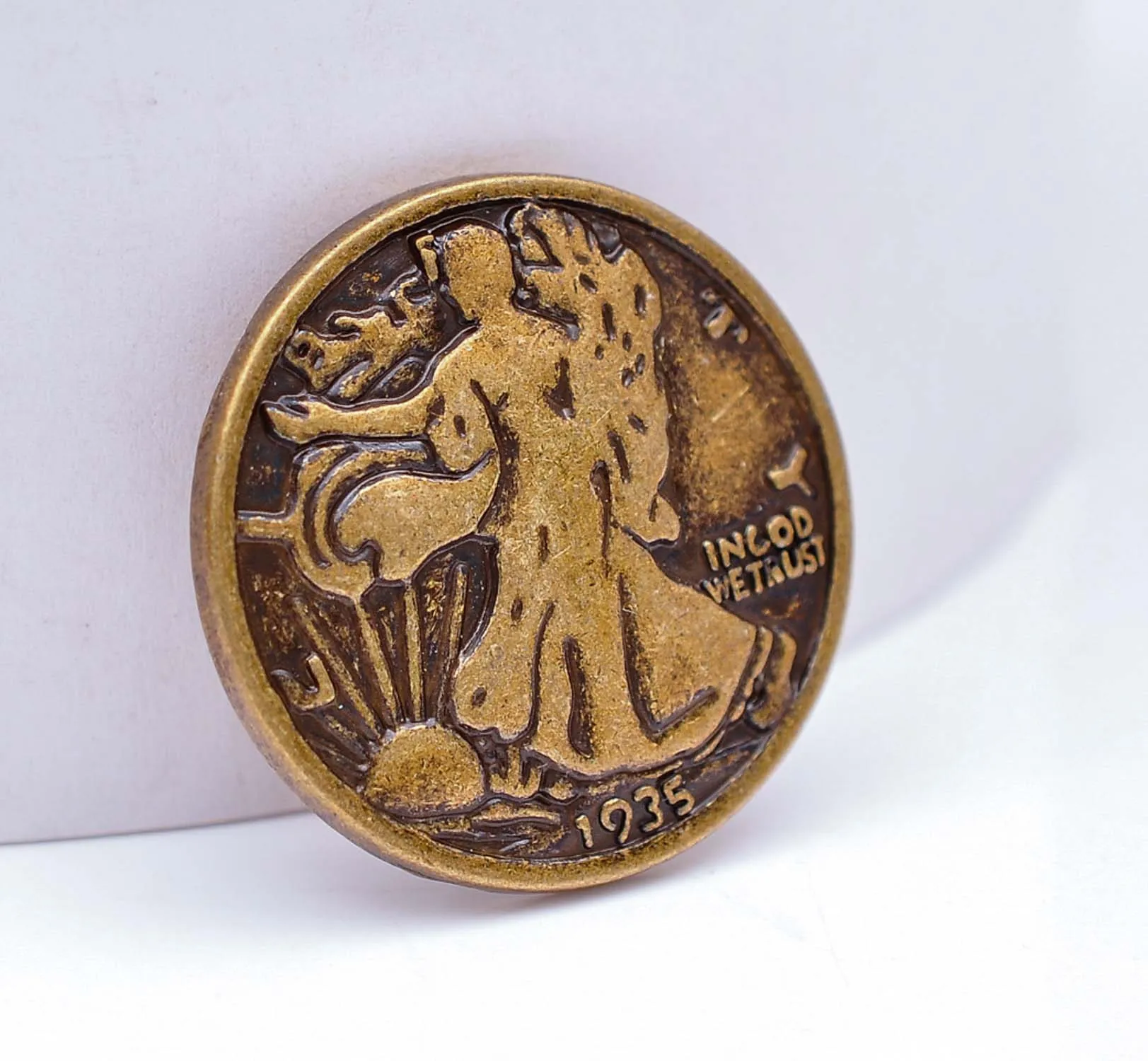10X IN GOD WE TRUST WALKING LIBERTY старинный латунный ремень для кожевенного ремесла