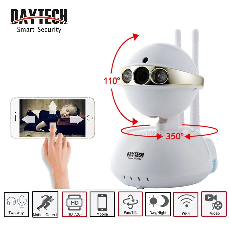 DAYTECH Wireless IP Camera WIFI Smart Surveillance Security Mini Baby Minitor 720P Night Vision Two way Audio DT-C104-720P | Безопасность