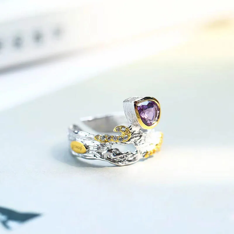 CSJ Classic Original Design Amethyst Rings 925 Sterling Silver for Women Party Wedding Engagement Gift Fine Jewelry | Украшения и