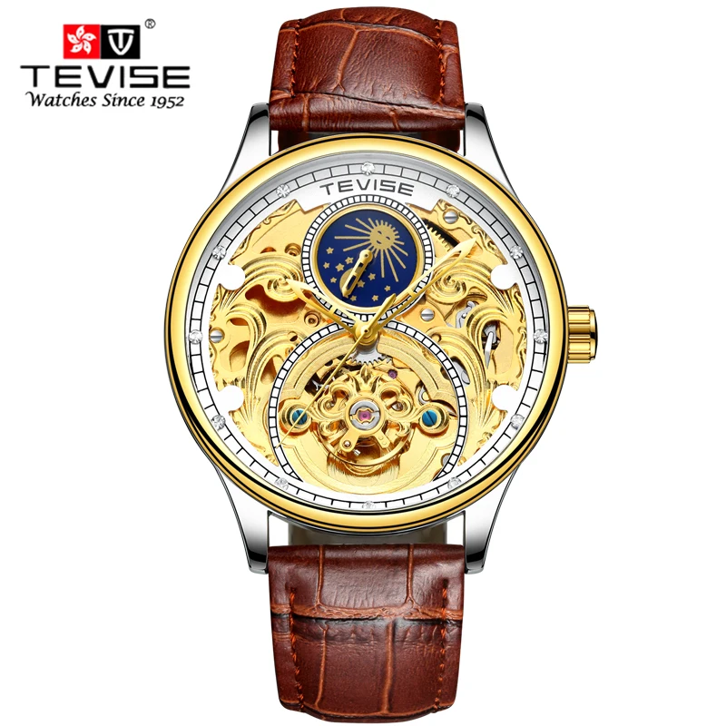 Tourbillon Мужские часы TEVISE оригинальные мужские автоматические само ветер Модные