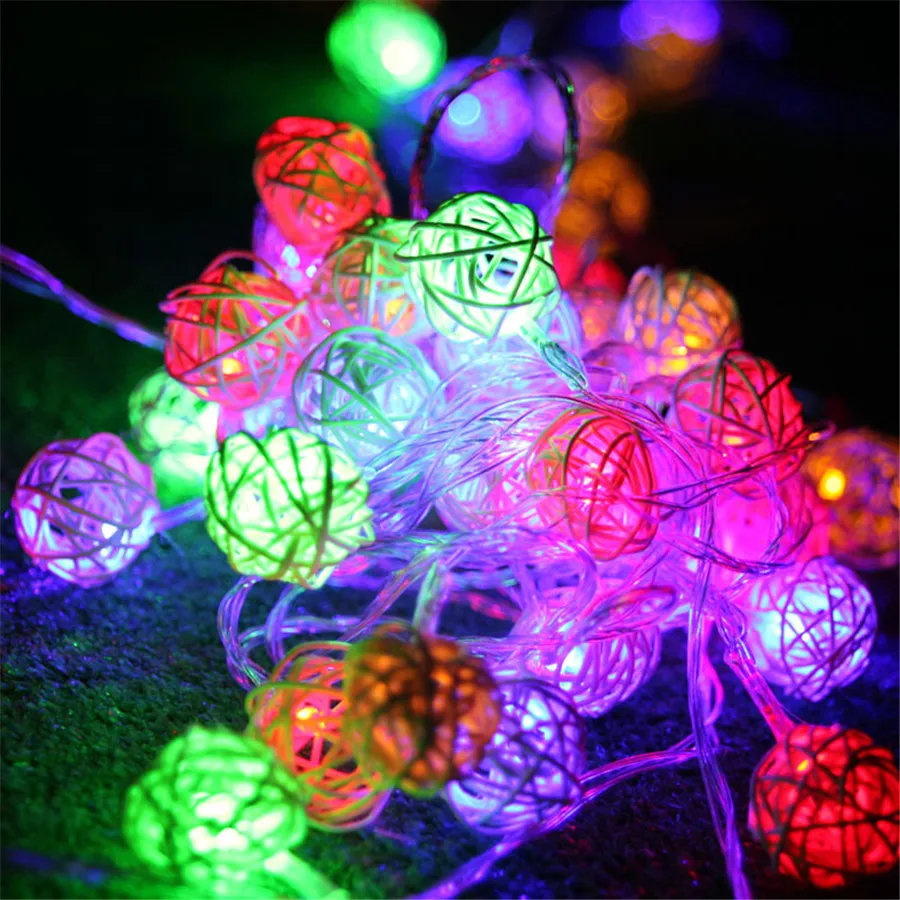 8 режимов 10 м 38LED 7 цветов фонарь из ротанга Шар Фея светодиодная гирлянда для