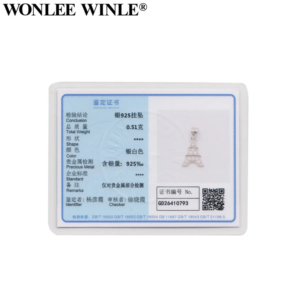 Ожерелье Wonlee Winle из стерлингового серебра 925 пробы с хрустальной подвеской в виде