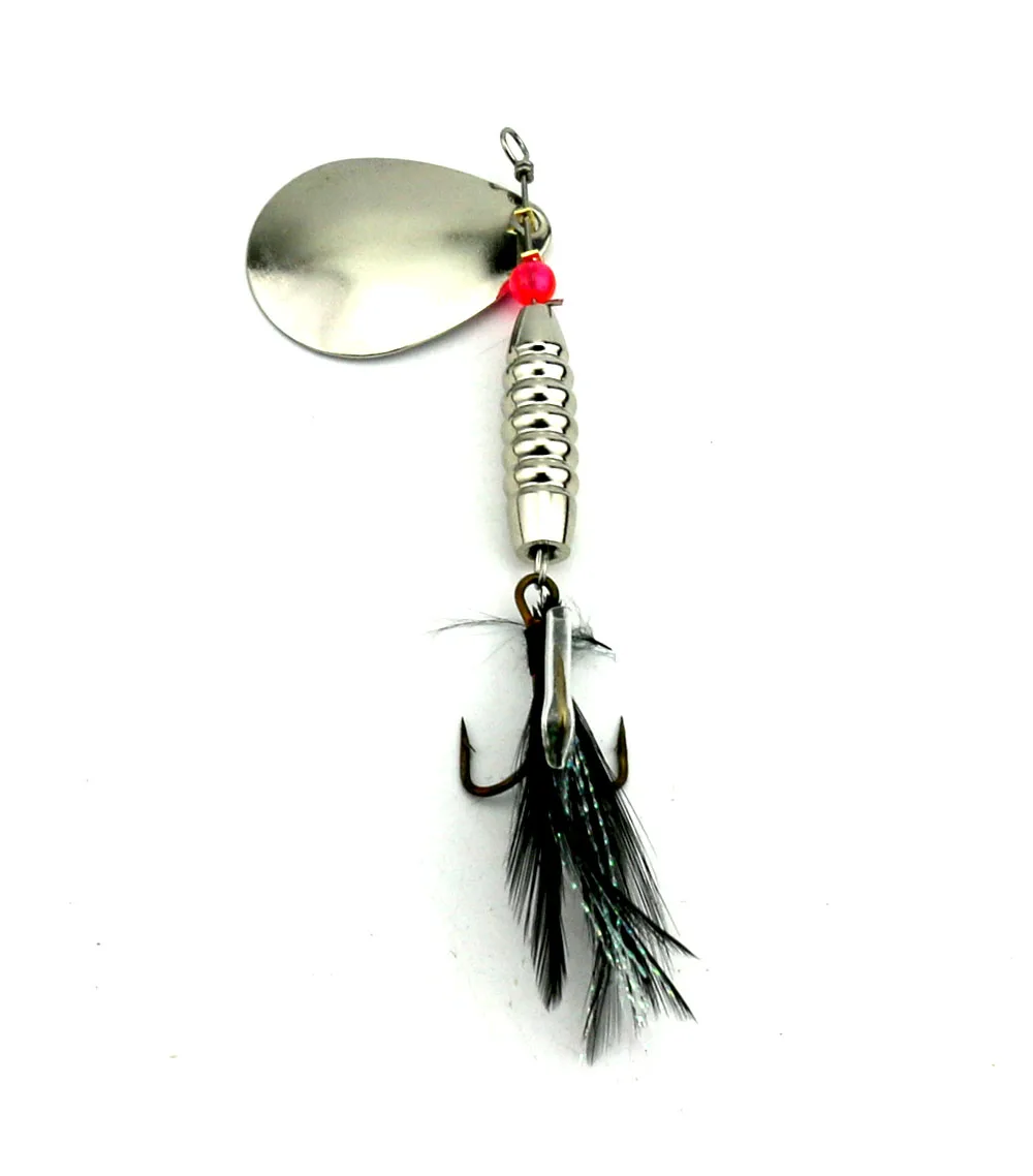 

5 pcs Spinner Bait Metal Sequin Fishing Lures Hard Artificial Bait Spinnerbait Fishing Feather Hooks 7.7cm-11.3g(SP127)