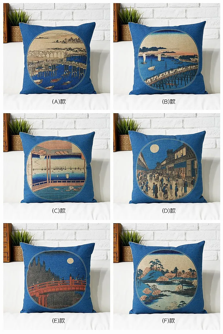 Японская Подушка Ukiyo-e Fujiyama, винтажная льняная подушка, подушки Подушка домашний декор для дивана подушки