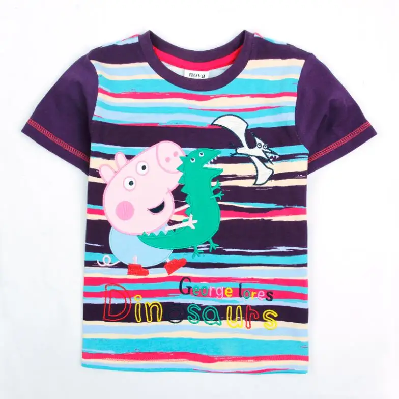 FREE SHIPPING 18m/6y 5pieces /lot 2014 nova fashion kids tunic top peppa pig t-shirt with embroidery boy short sleeve C4388# | Мать и