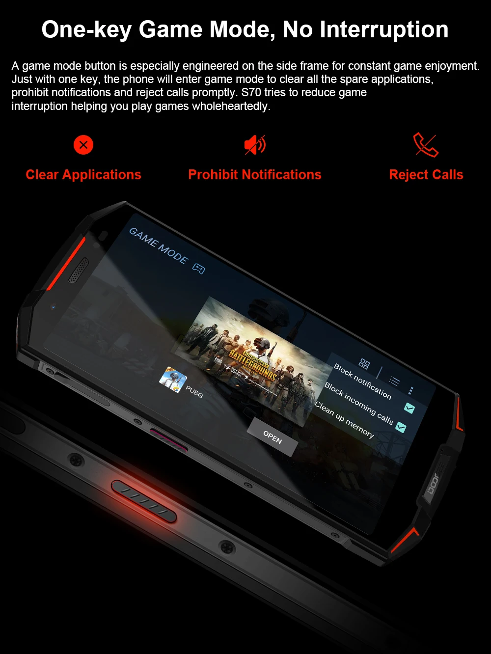 Doogee S70 прочный игровой мобильный телефон IP68 Водонепроницаемый 5500 мАч 6 ГБ+ 64 ГБ 5,9" 18:9 Восьмиядерный Android 8,1 беспроводной зарядный смартфон