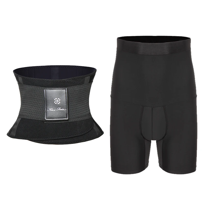 Black Add Waist Belt VASLANDA, трусы-боксеры с высокой талией, Корректирующее Мужское нижнее белье для похудения, мягкие шорты, подштанники для увеличения живота, Короткие трусы, Корректирующее белье - Цвет: Black Add Waist Belt
