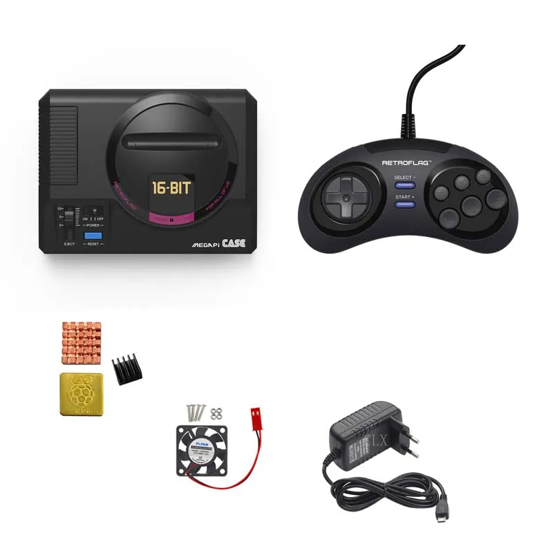 Чехол Retroflag MEGAPi + 2 шт. игровых контроллера функциональная кнопка ++ радиатор