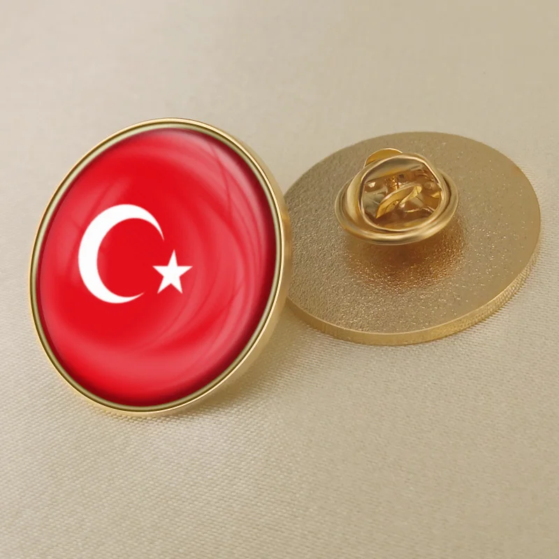 Индейка один флаг нагрудные булавки - Окраска металла: Turkey-R