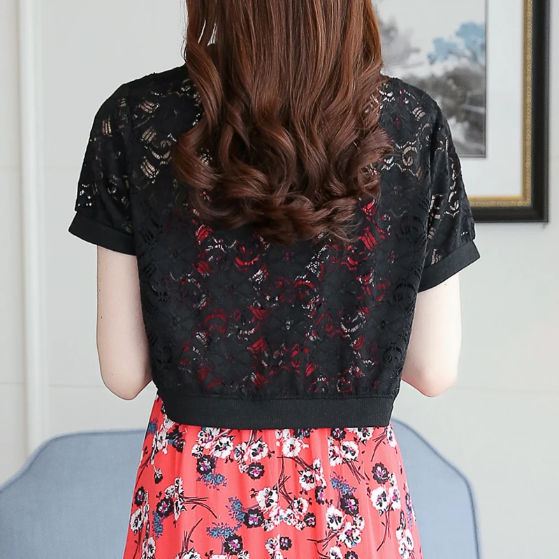 MLXSLKY летняя кружевная Маленькая шаль большого размера тонкая короткая куртка