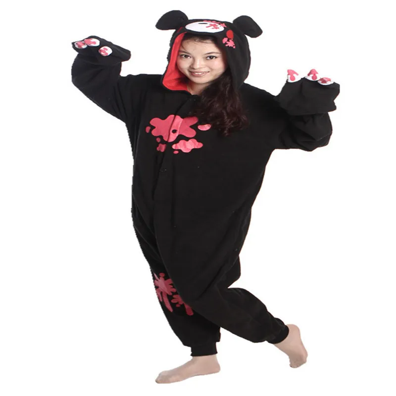 Флисовый черный костюм с героями мультфильмов жестокий Медведь Комбинезон