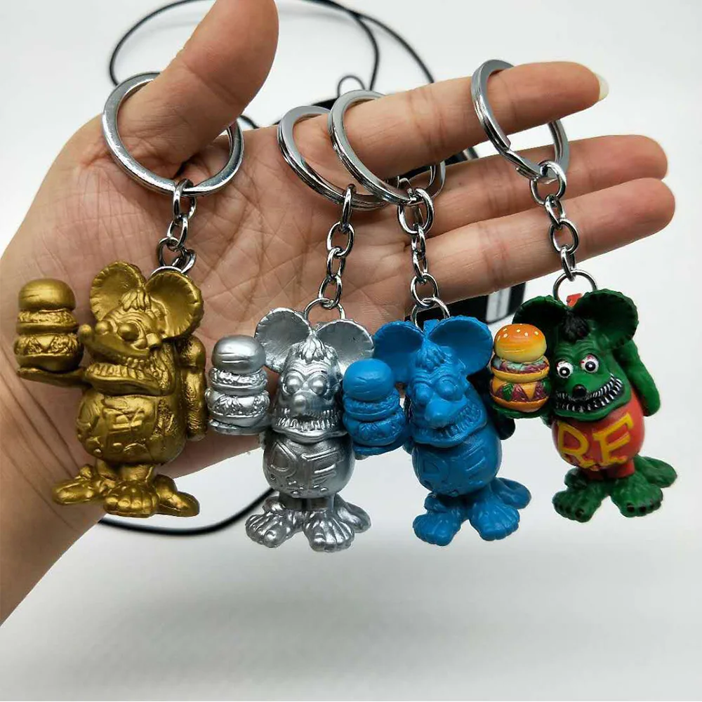 Rat Fink ED Big Daddy Roth Keychain Key Chain Figures Ratfink Doll Key Ring