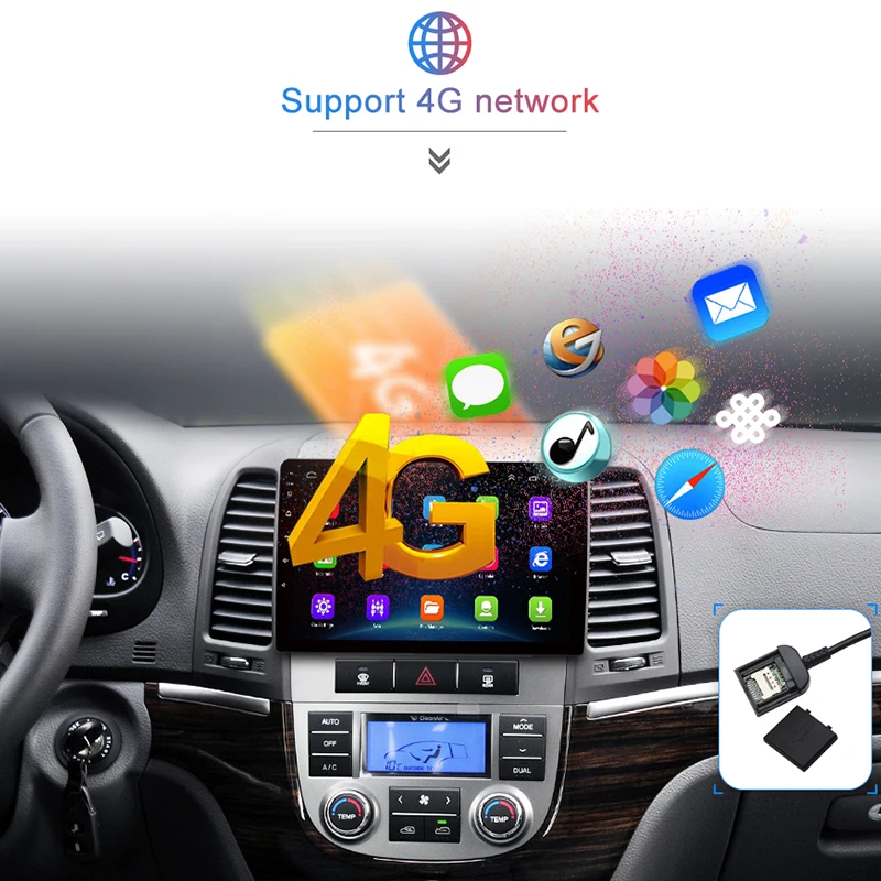 Junsun V1 Android 9,0 2G+ 32G DSP автомобильный Радио мультимедийный видео плеер для hyundai Santa Fe 2 2006-2012 навигация gps 2 din без dvd