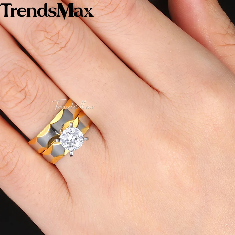 Комплект обручальных колец Trendsmax KKR140 для мужчин и женщин Помолвочные кольца с